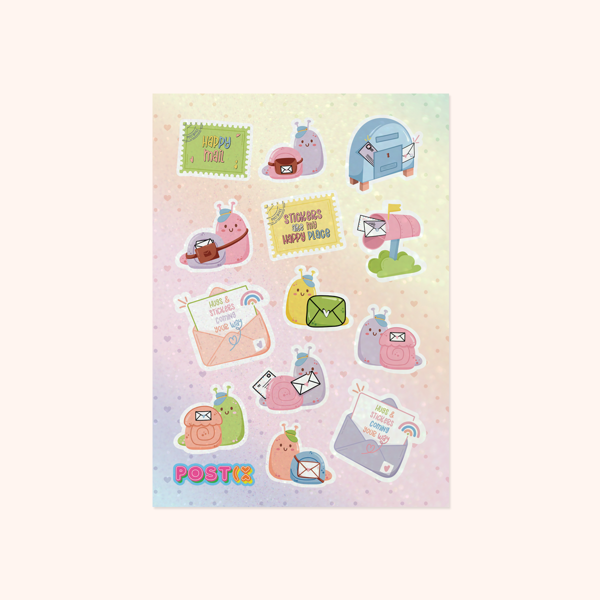 Happy Snail Mail A6 Glitter Sticker Sheet – Postix Sticker Club