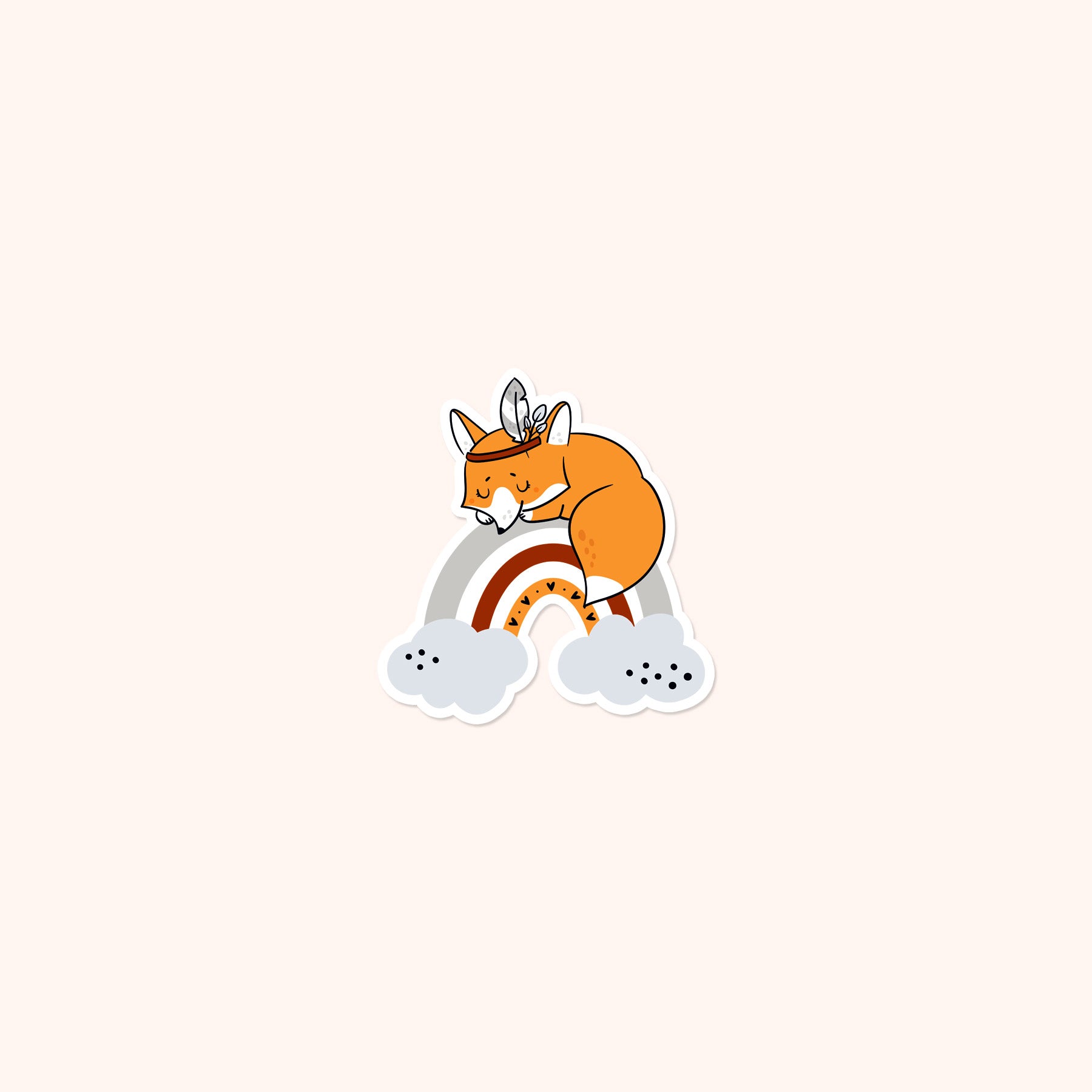 Resting Rainbow Fox Sticker Flakei – Postix Sticker Club