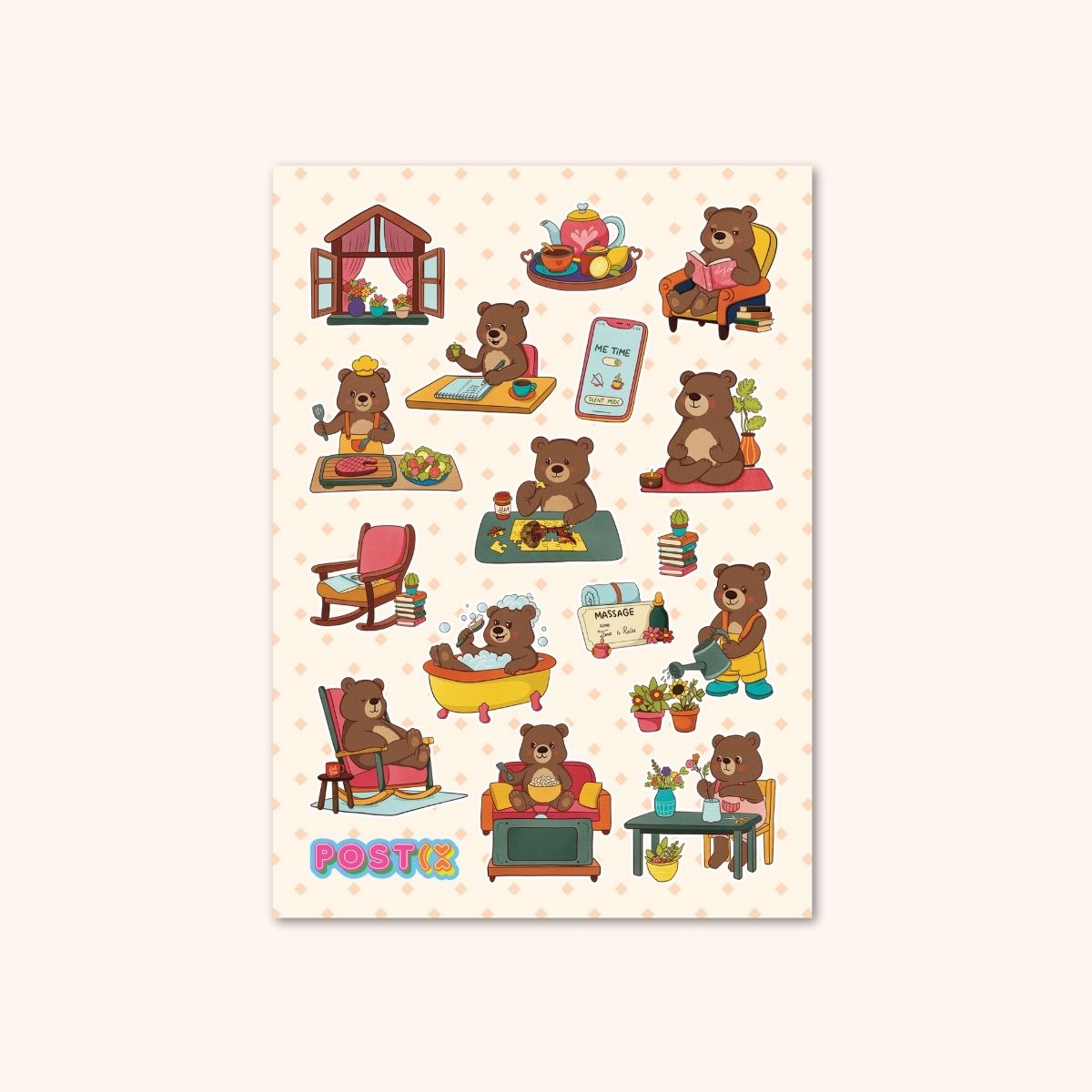 Me Time Bear Sticker Sheet