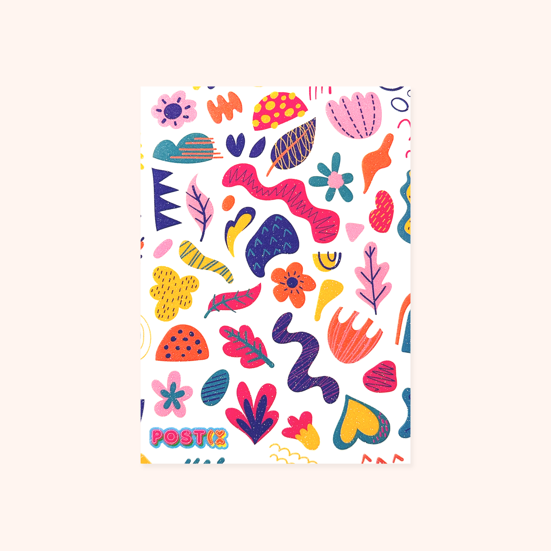 Vibrant Abstract Glitter Sticker Sheet