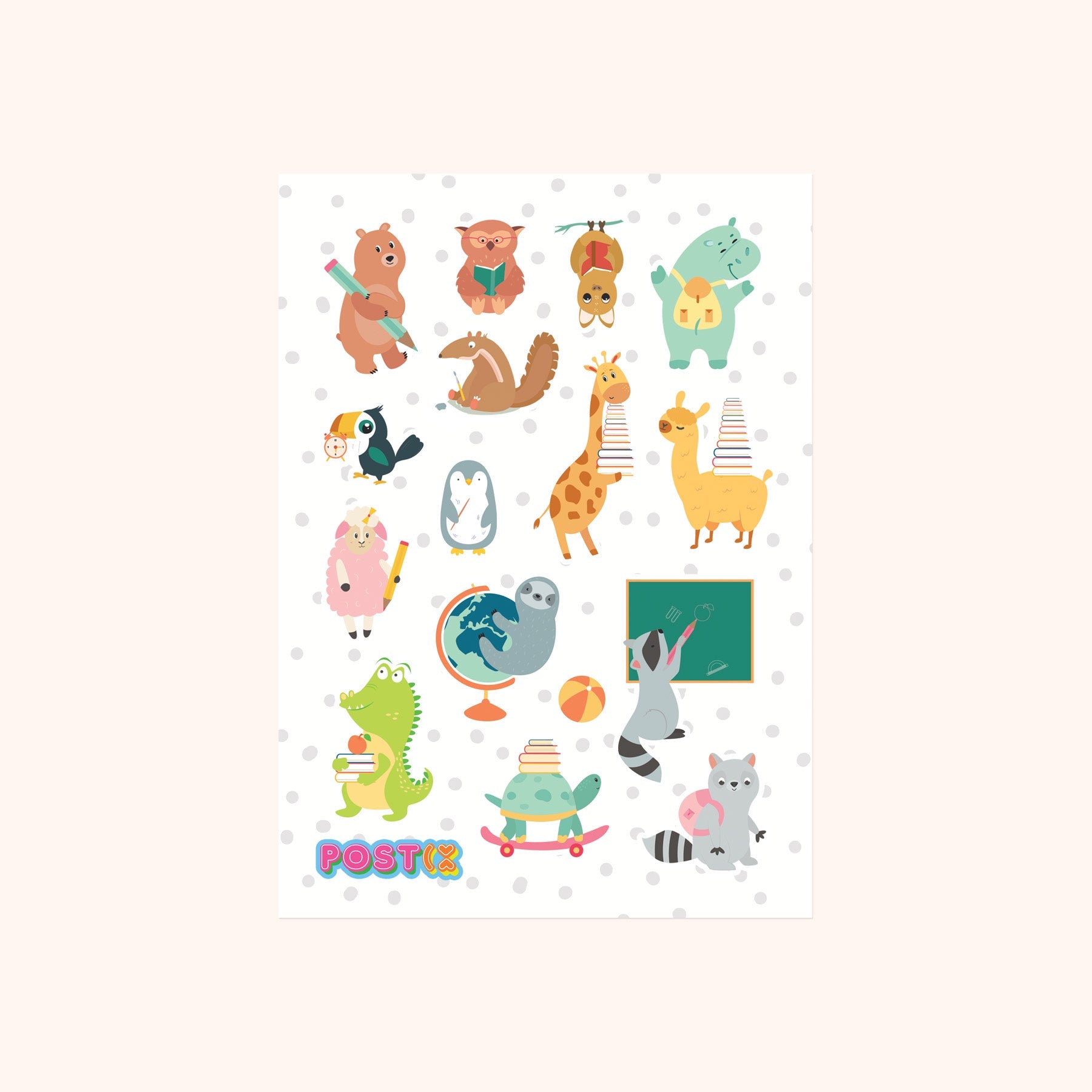 Back to School Animals Sticker Sheet