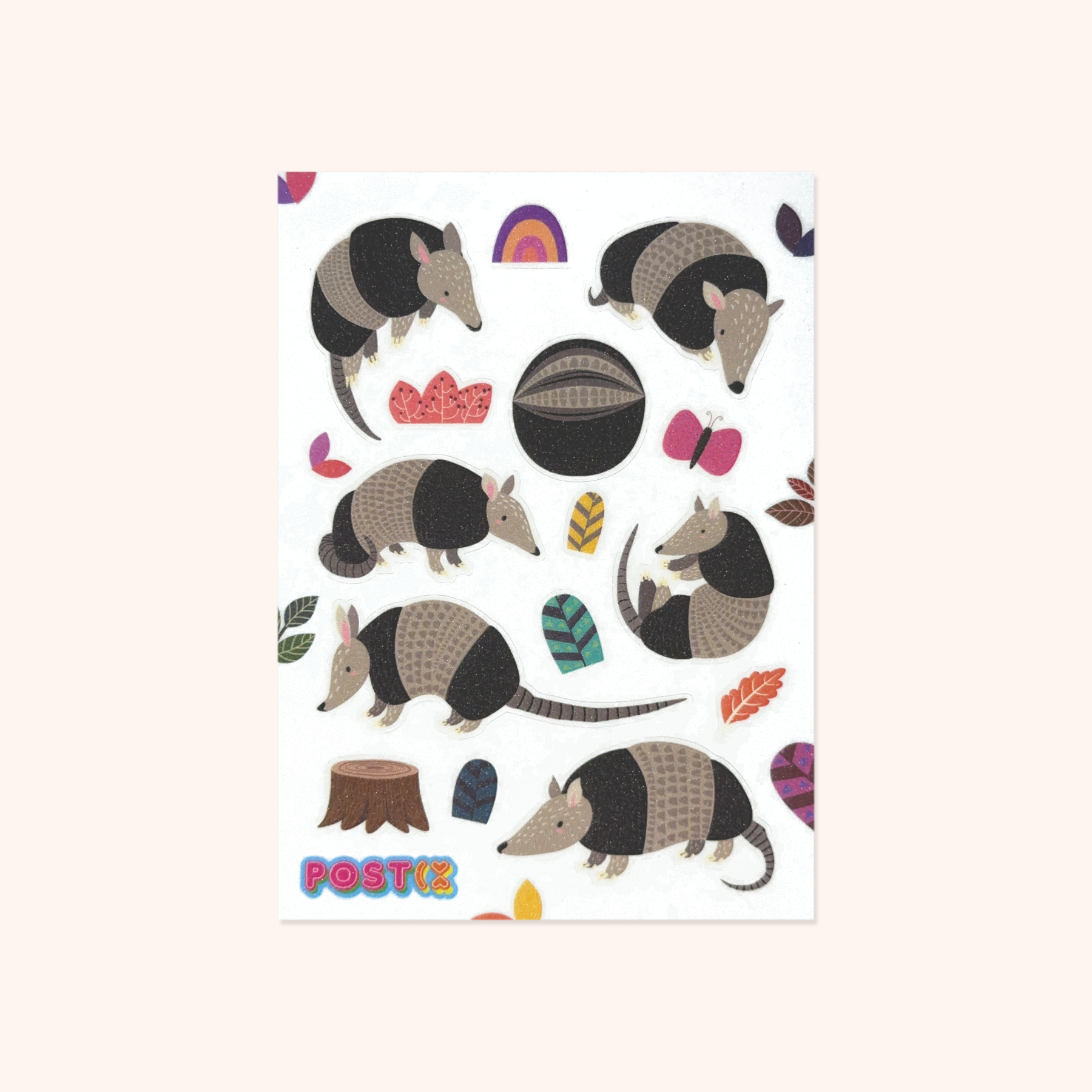 Armadillo Armadoodles Glitter Sticker Sheet