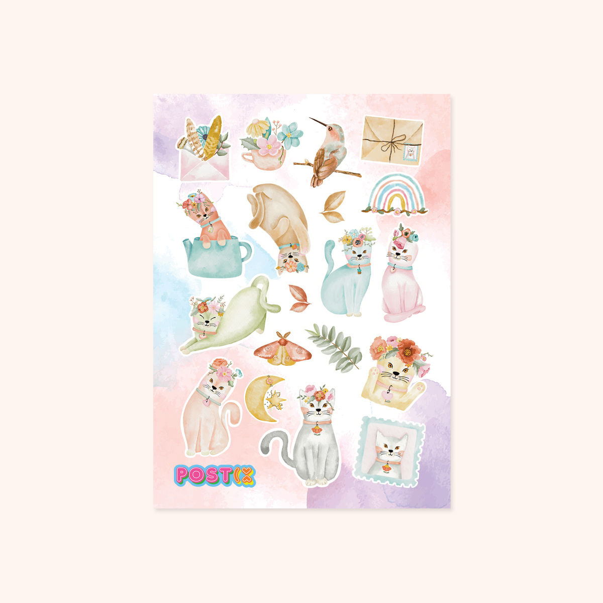 Floral Crown Cats Washi Sticker Sheet