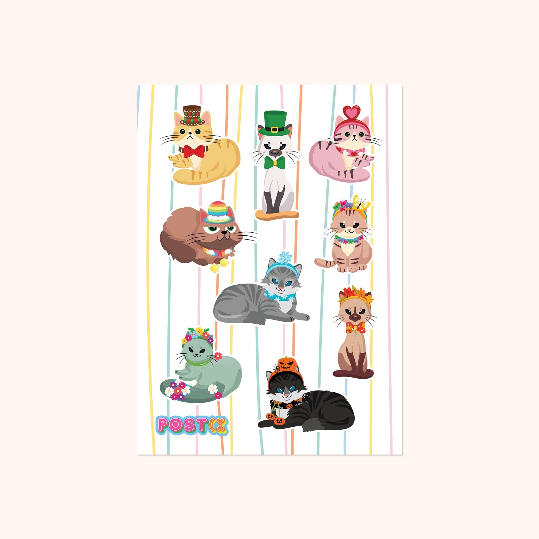 Festive Cats Sticker Sheet