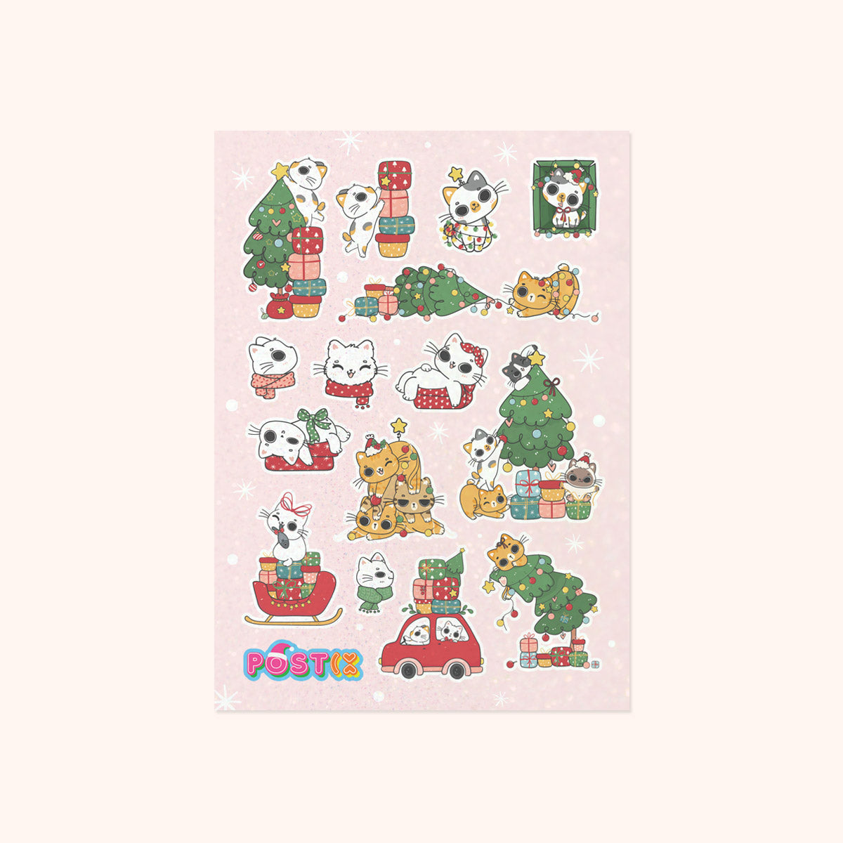 Cheeky Christmas Cats Glitter Sticker Sheet