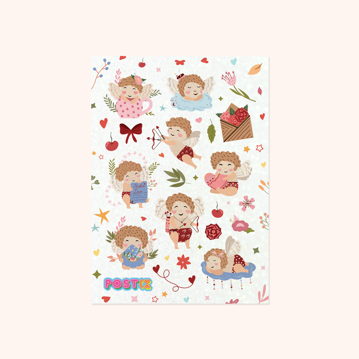 Cherub's Sticker Charm Glitter Sticker Sheet