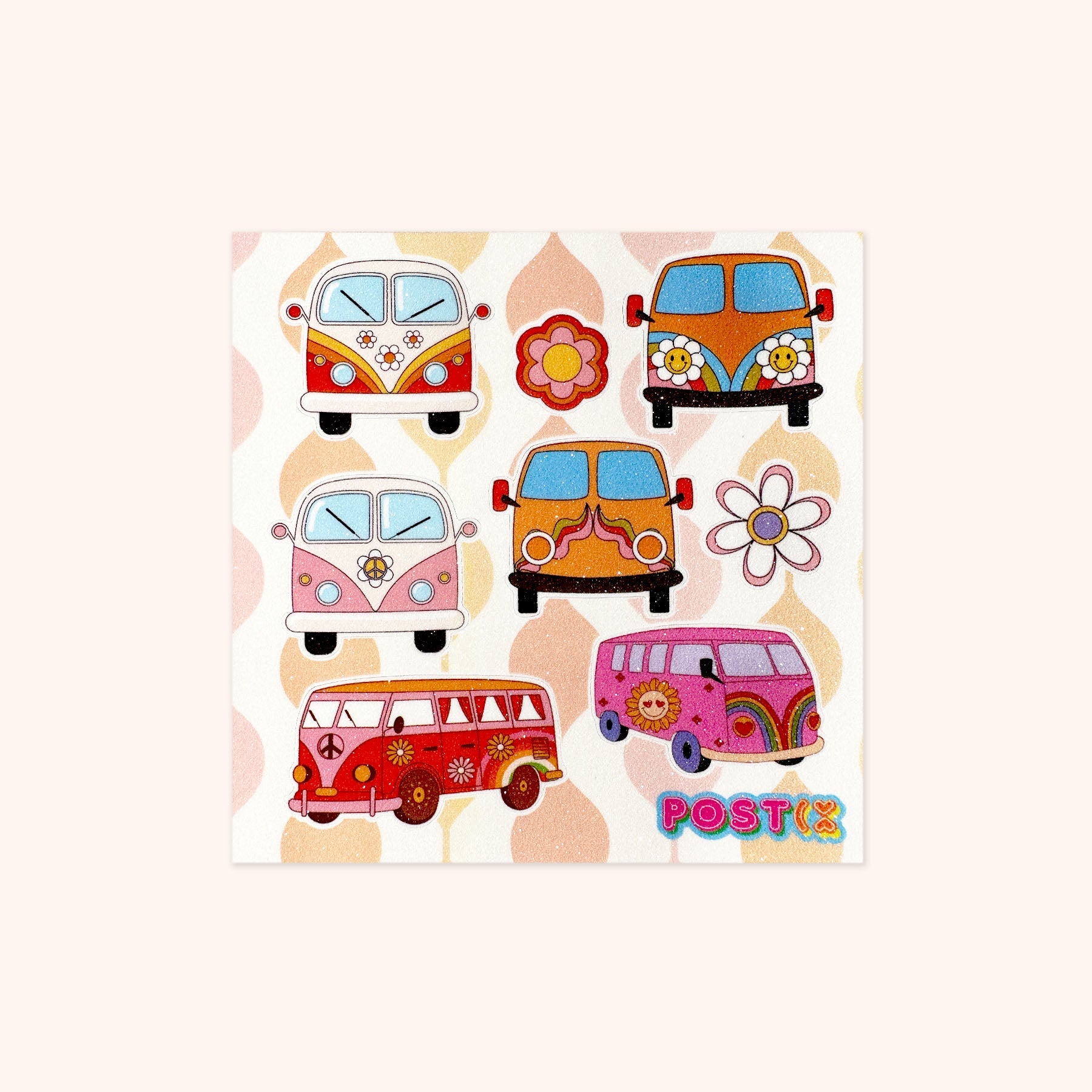 Combi Van Life Square Glitter Sticker Sheet