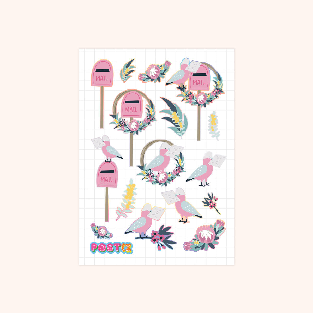 Galah Air Mail Rainbow Foil Sticker Sheet