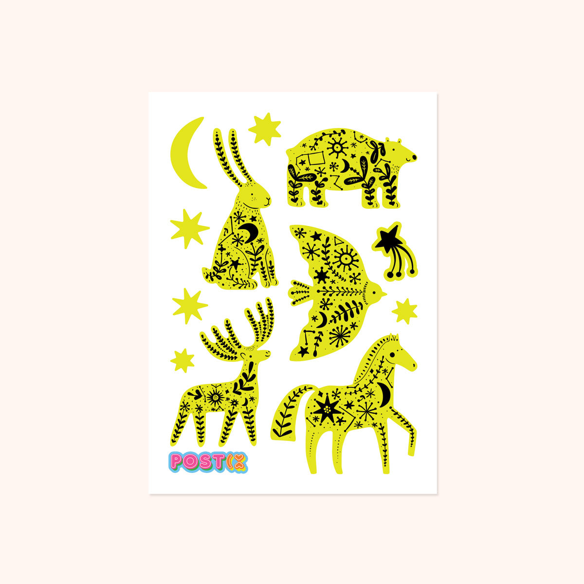 Celestial Animals Glow-in-the-Dark Sticker Sheet