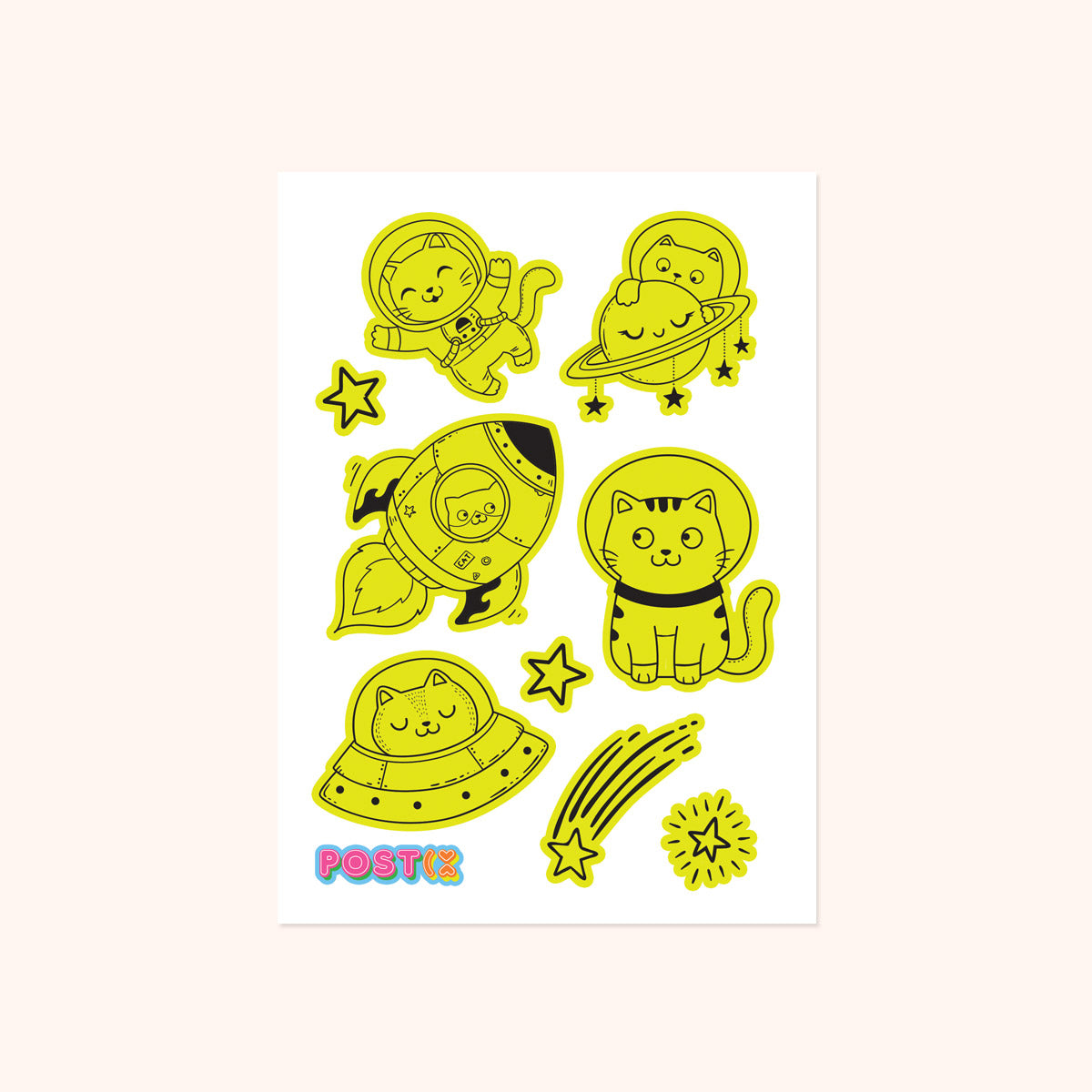 Glow-in-the-dark Astrocats Sticker Sheet
