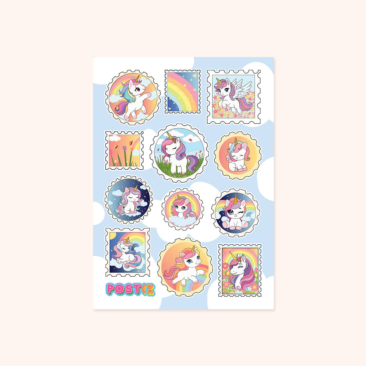 Unicorn Magic Mail A6 Frosted Glitter Sticker Sheet