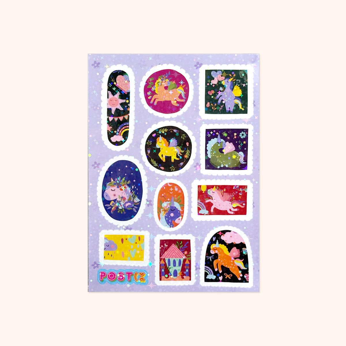 Unicorn Stamps Hologram Sticker Sheet