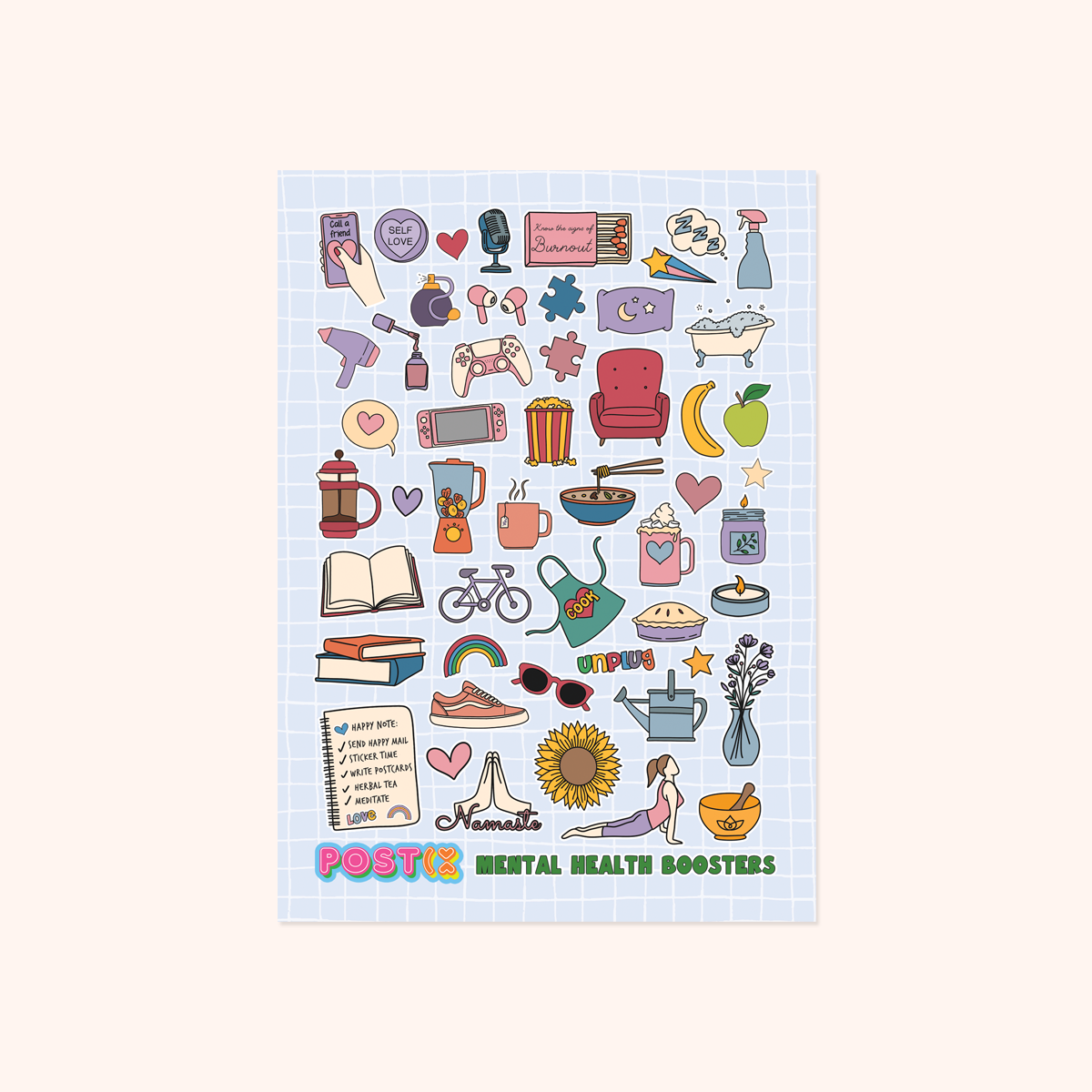 Mental Health Boosters Paper Sticker Sheet