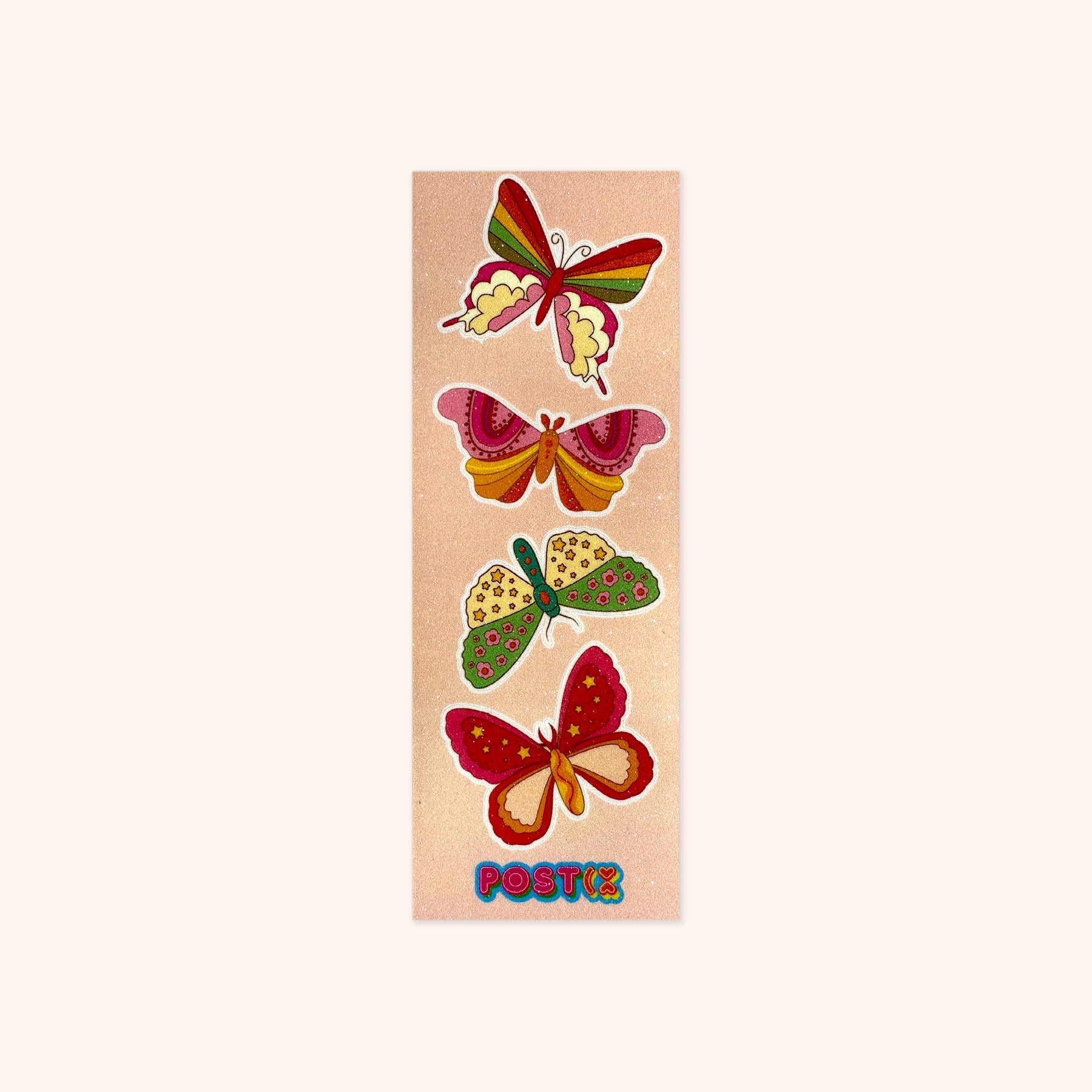 Colorful Wings of Magic Butterflies Strip Glitter Sticker Sheet