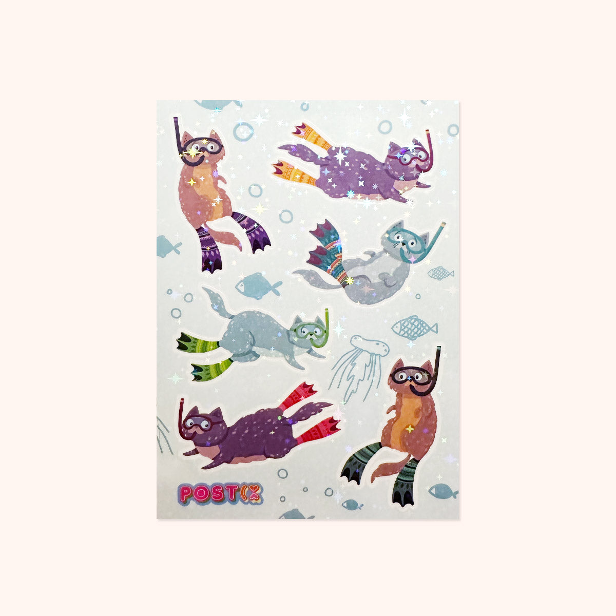 Scuba Cats Hologram Sticker Sheet