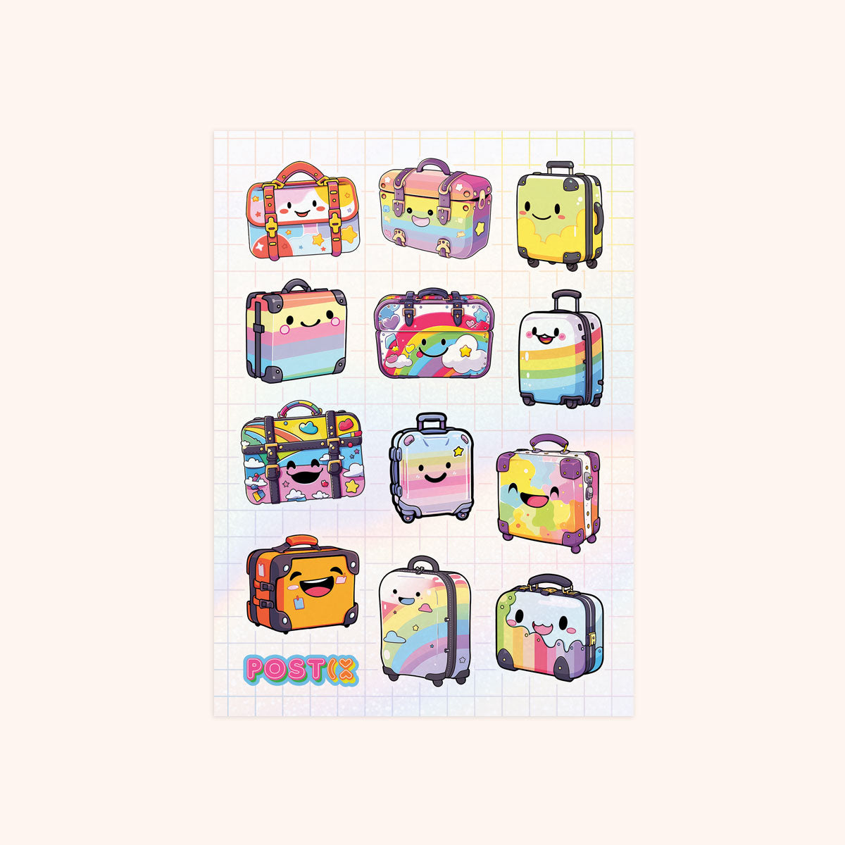 Kawaii Travels A6 Hologram Sticker Sheet