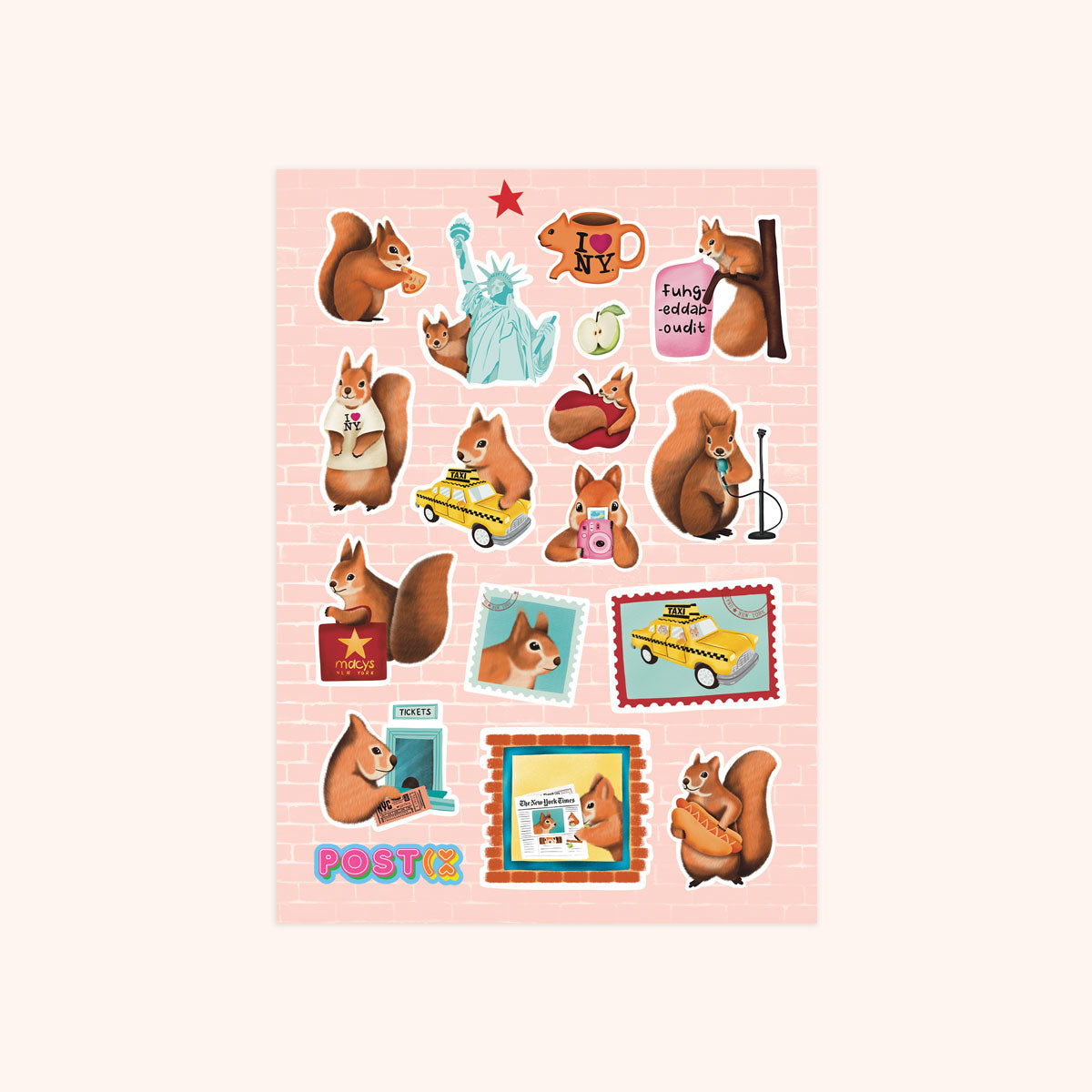 NYC Squirrel A6 Sticker Sheet