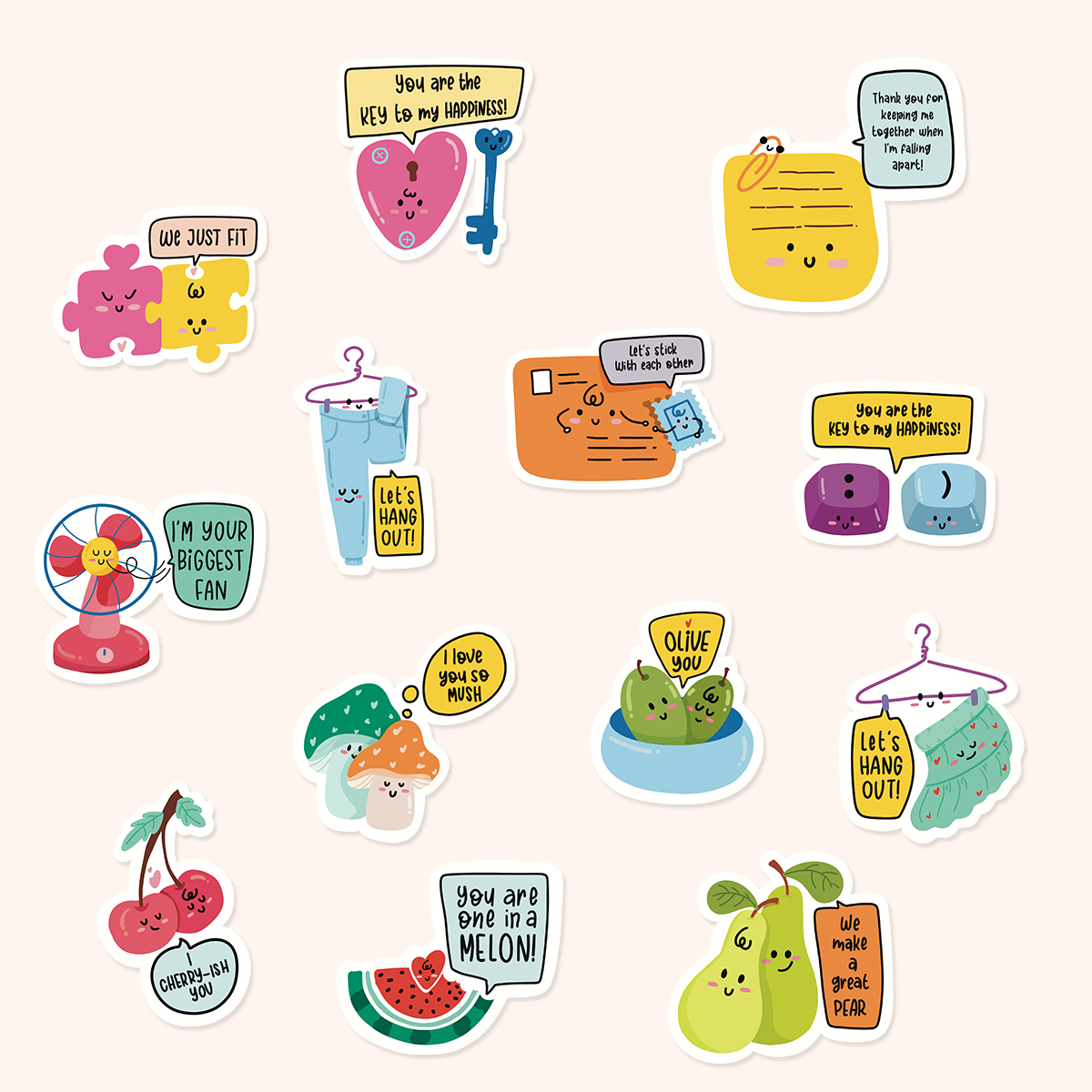 Punny Love Sticker Flake Bundle