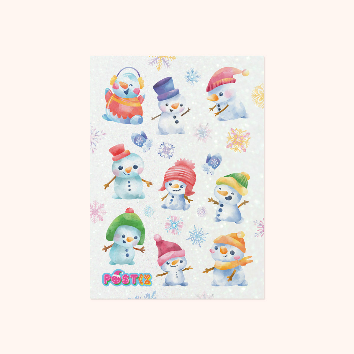Sweet Snowmen Glitter Sticker Sheet