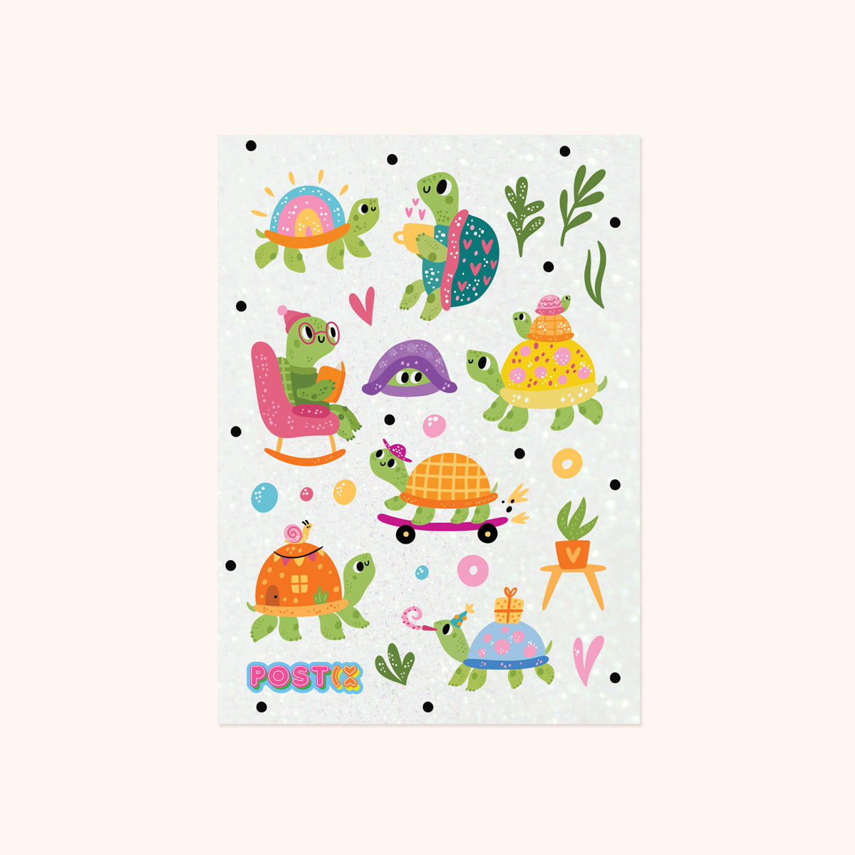 Turtle Time Glitter Sticker Sheet