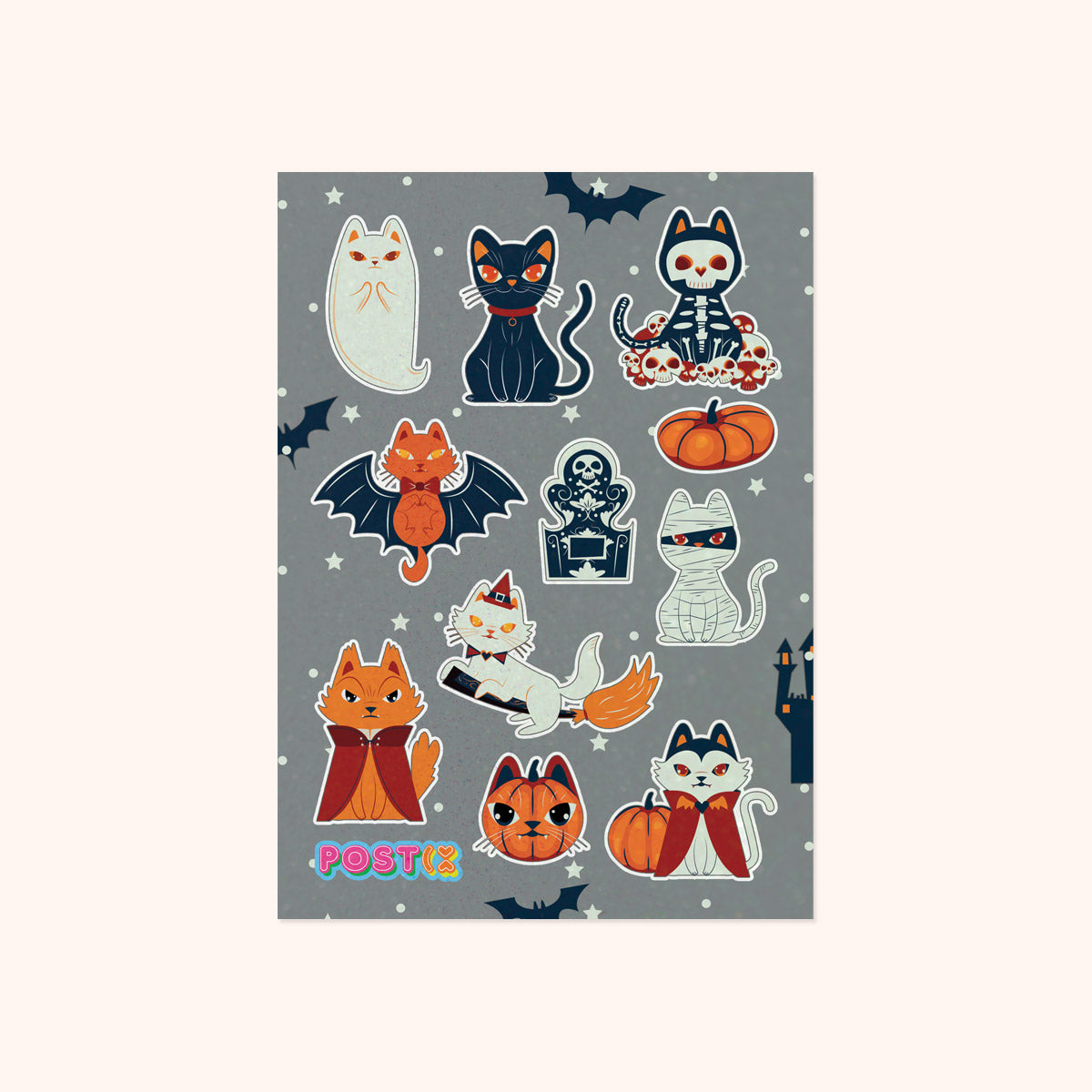 Vampire Cats Glitter Sticker Sheet