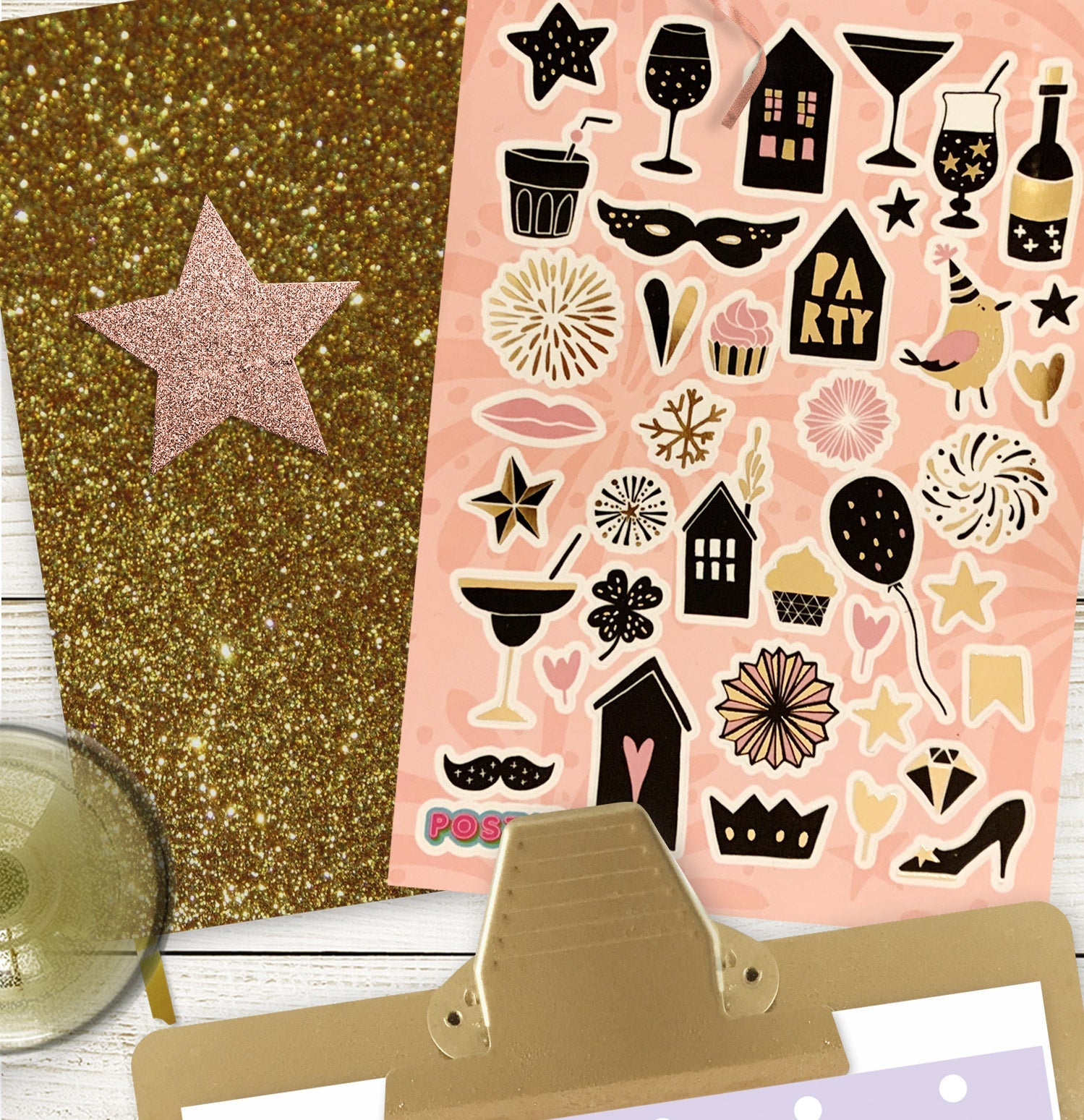 Gold Party Pieces Foil Sticker Sheet